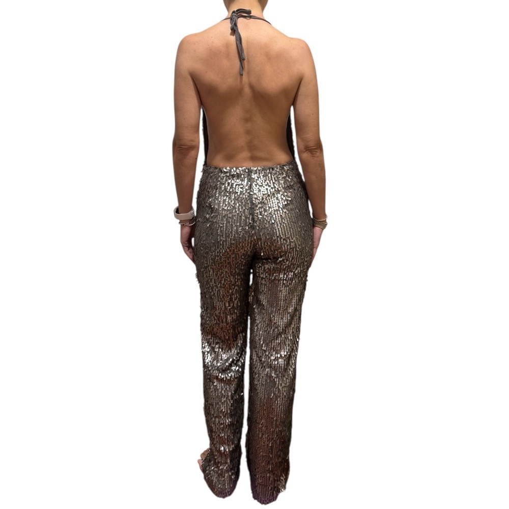 Adixion Silver Sequin Halter Jumpsuit size S - Picture 3 of 7